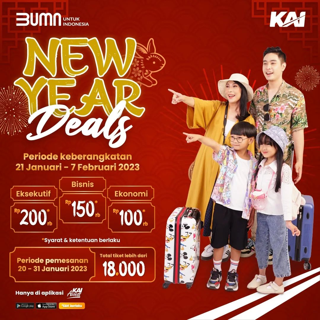 Promo New Year Deals, KAI Berikan Diskon Sebanyak 18 Ribu Tiket ke Berbagai Tujuan