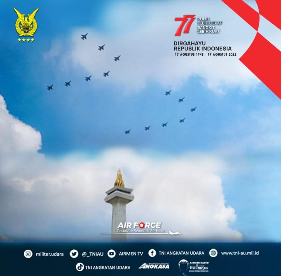 Belasan Pesawat TNI AU Pamerkan Terbang Dengan Formasi 77 di Langit Jakarta